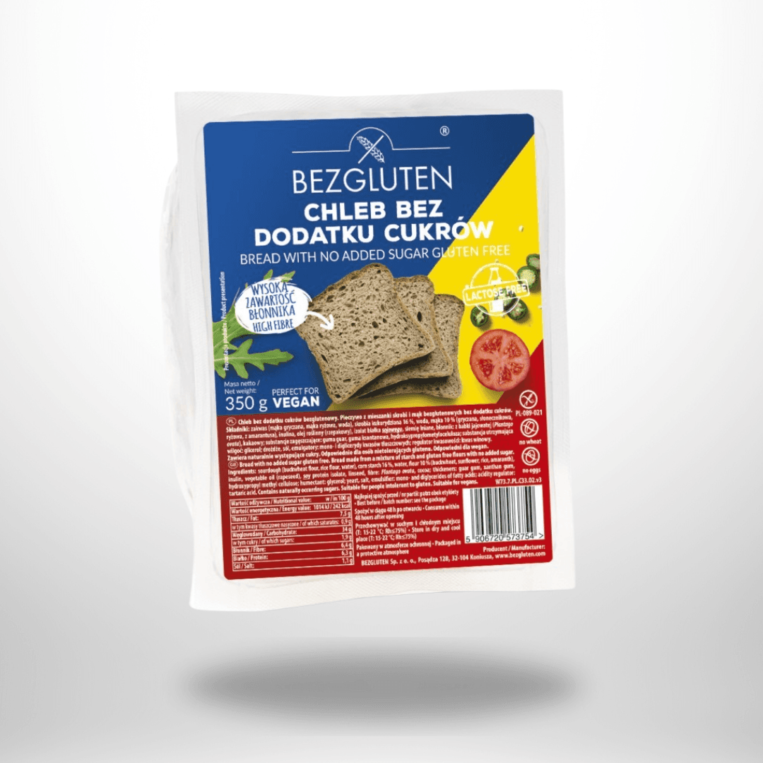 BezGluten Brot ohne Zuckerzusatz 350g – Bild 1