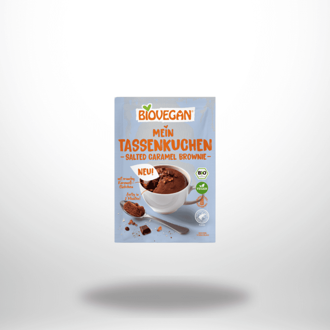 BioVEGAN Mein Tassenkuchen Salted Caramel Brownie Bio & 55g – Bild 1