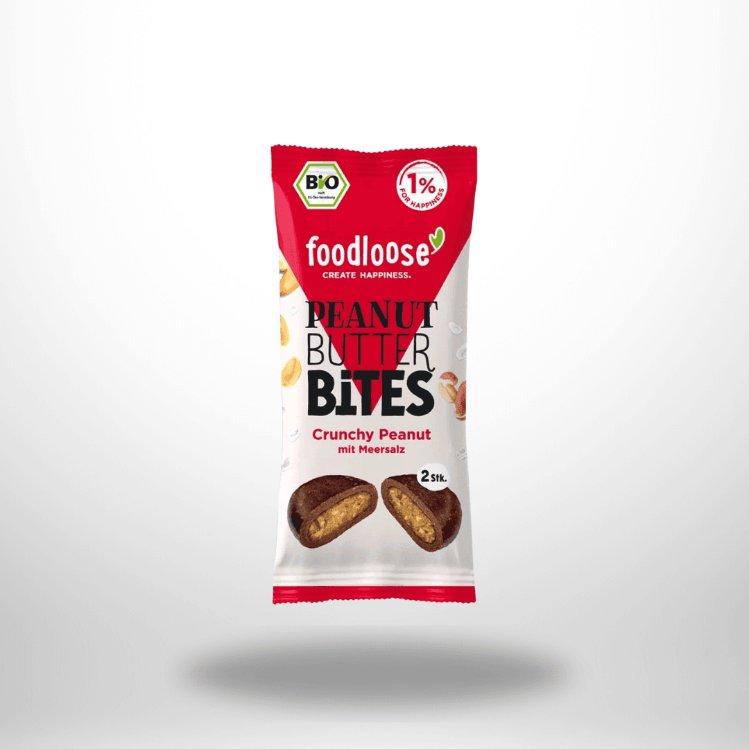 foodloose Bio Peanut Butter Bites Crunchy Peanut 40g – Bild 1
