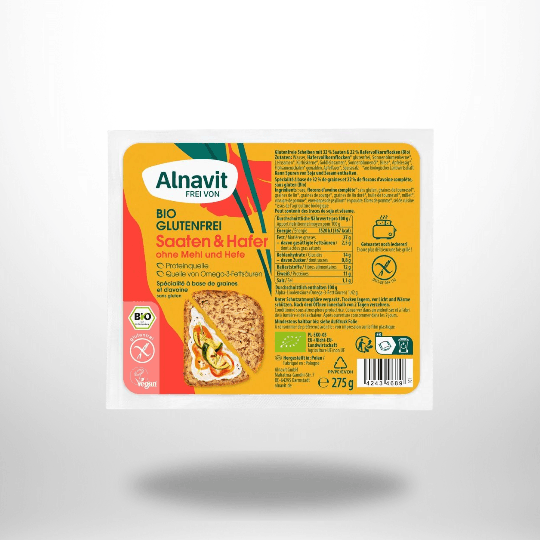Alnavit Brot Saaten und Hafer Bio 275g – Bild 1