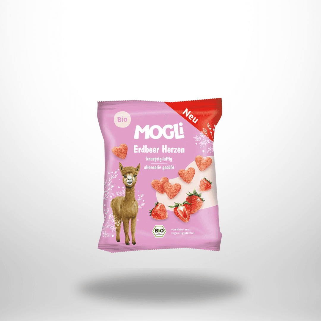 MOGLI Kakao Erdbeer Herzen Bio 30g – Bild 1