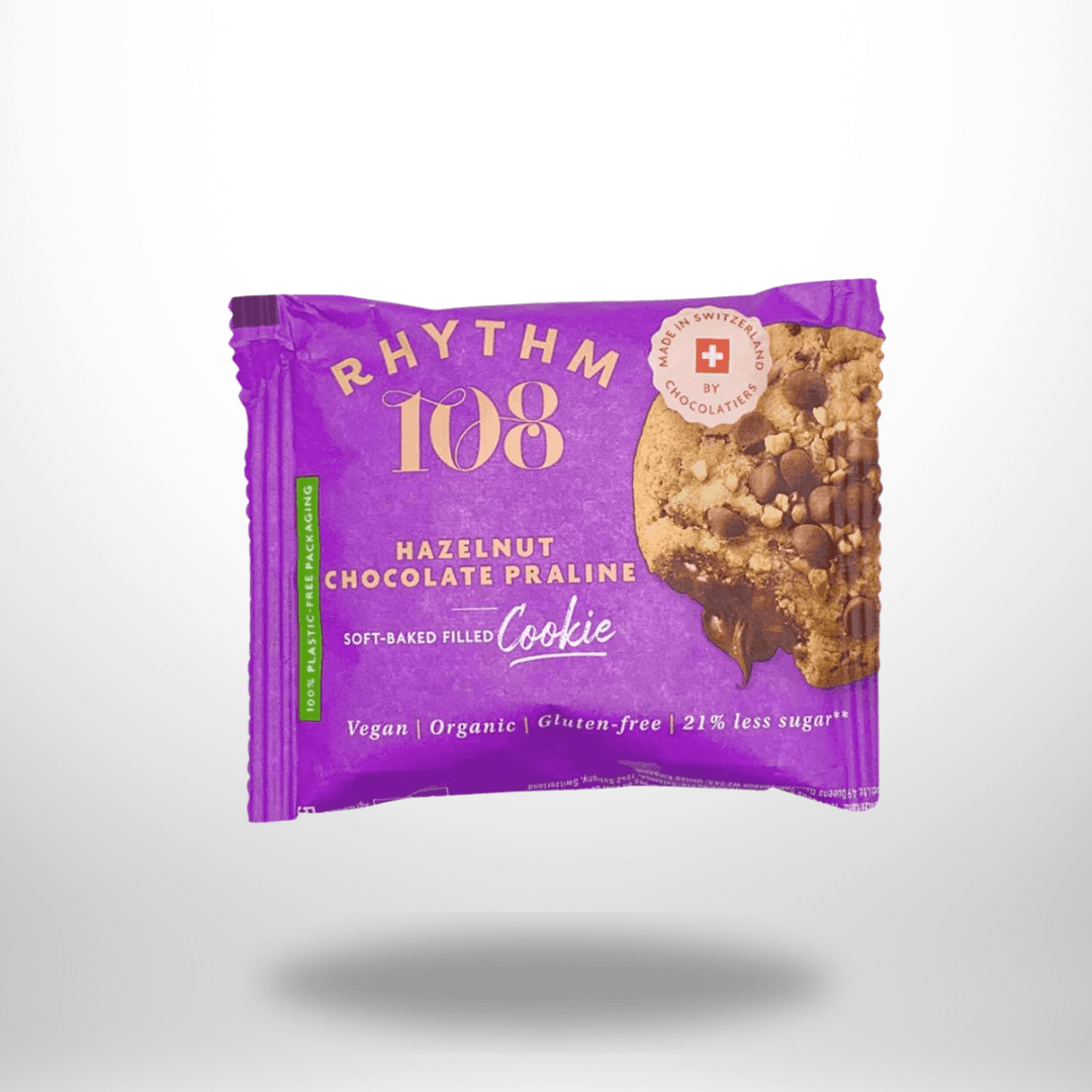 Rhythm 108 gefüllter Cookie Hazelnut Chocolate Praline Bio 50g – Bild 1