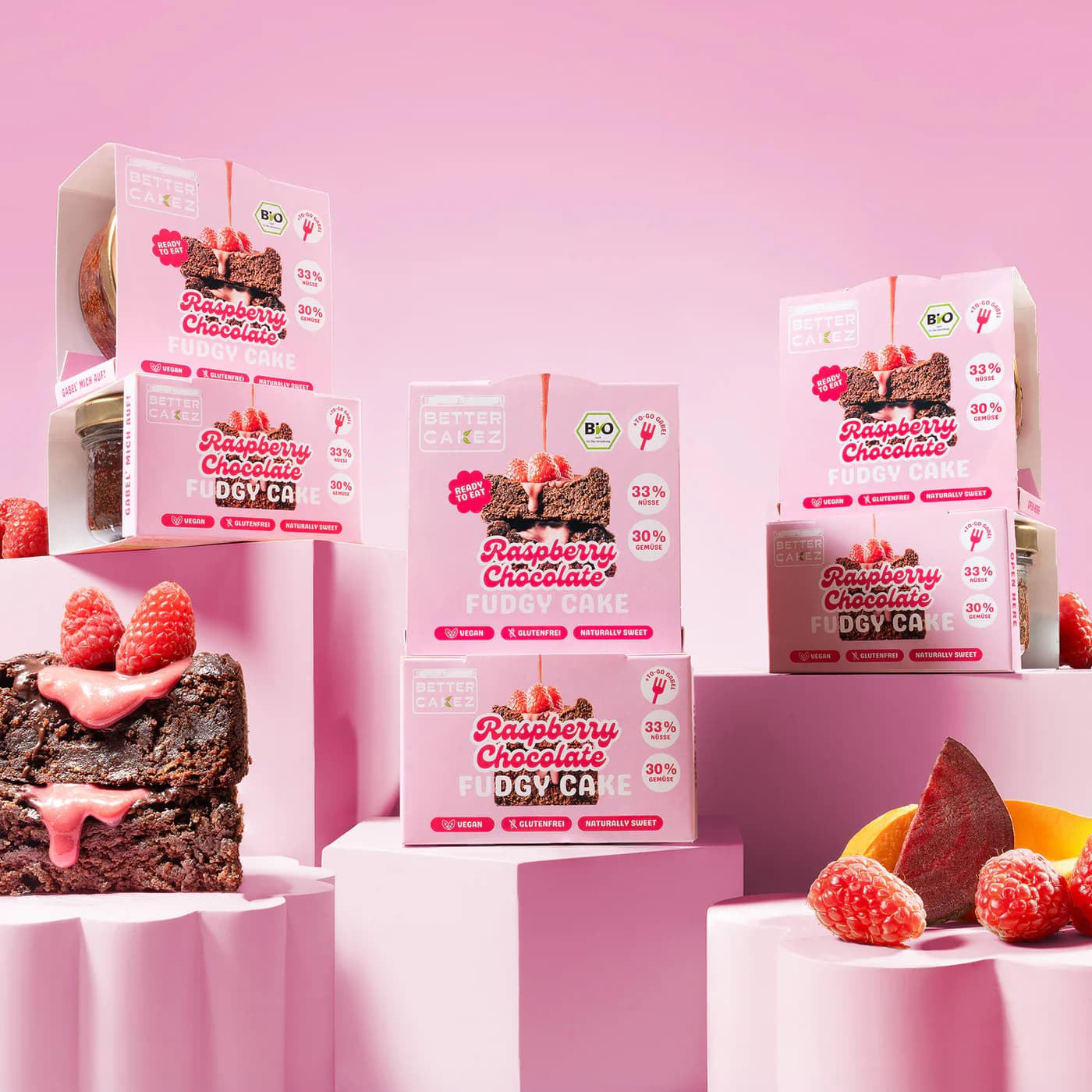 Better Cakez Raspberry Chocolate Fudgy Cake Bio 105g