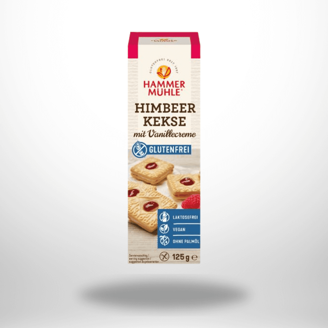 Hammermühle Himbeerkekse mit Vanillecreme 125g – Bild 1