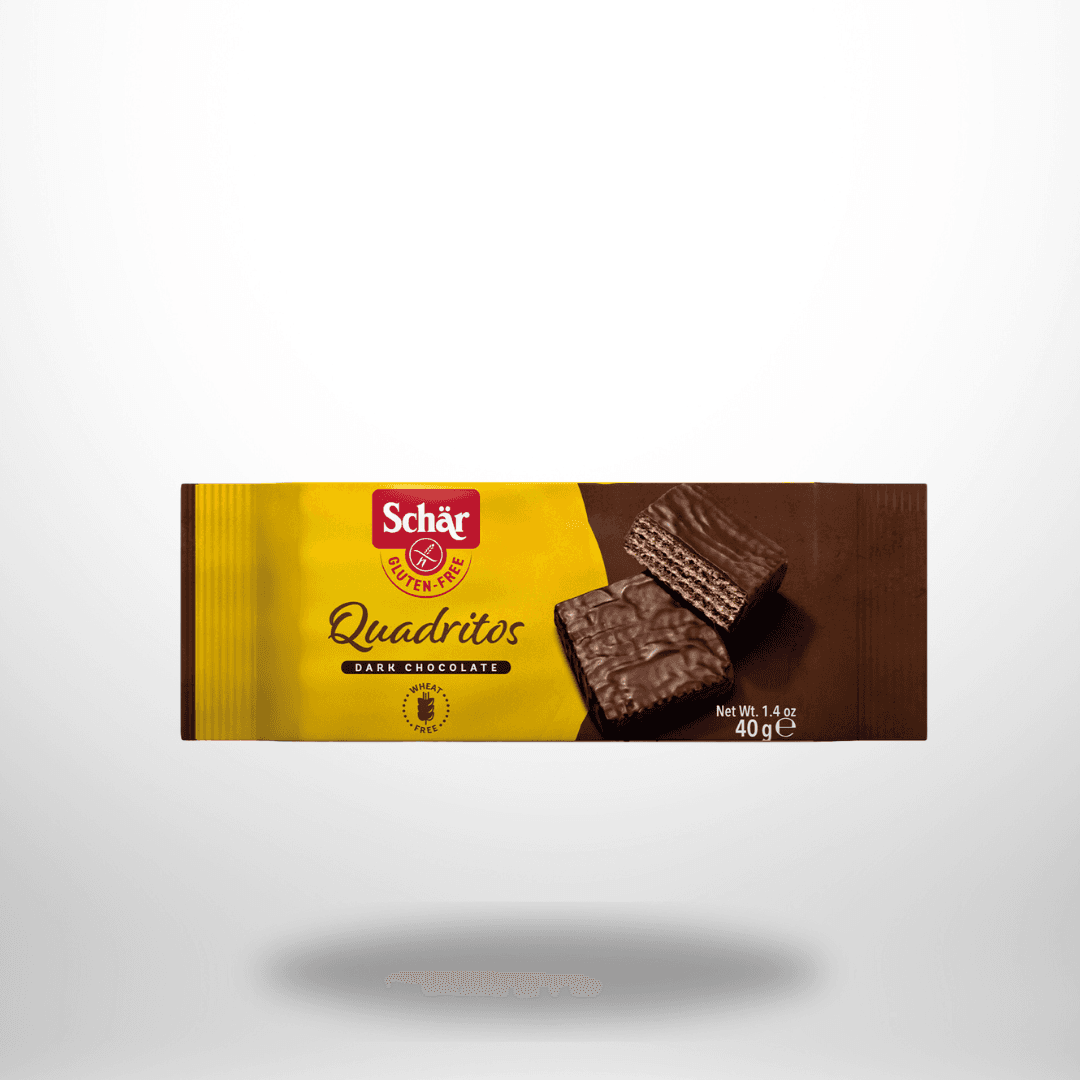 Schär Quadritos Kakaocremewaffeln in Zartbitterschokolade 40g – Bild 1