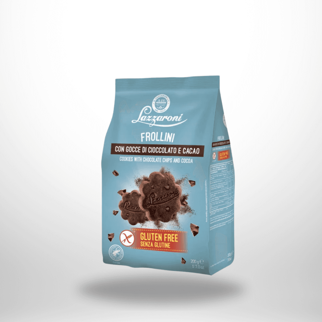 Lazzaroni Frollini con Gocce di Cioccolate e cacao Kekse mit Kakao und Schokoladenstückchen 200g – Bild 1