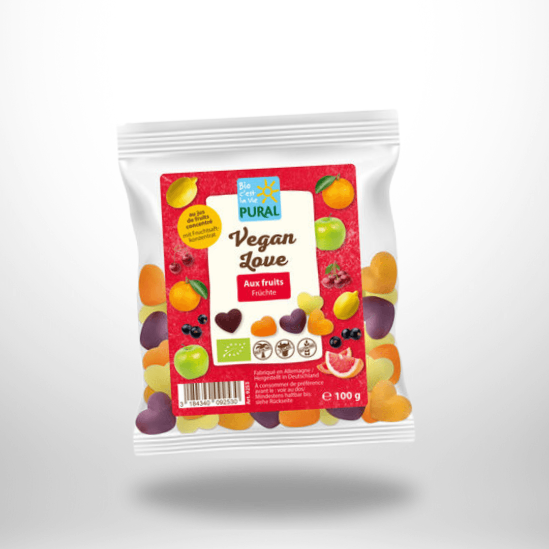 Pural Vegan Love Fruchtgummi ohne Gelatine Bio 100g – Bild 1